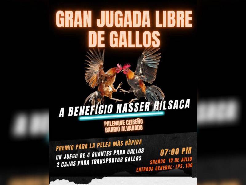 Los amigos de Nasser Hilsaca han programado una jugada de gallos para este sábado.