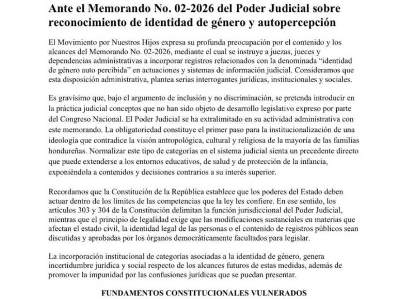 Reacción del Movimiento Por Nuestros Hijos.