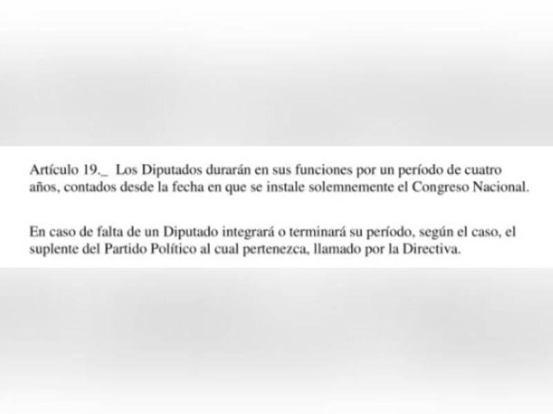 Captura de pantalla al artículo 19 del Reglamento Interno del Poder Legislativo.