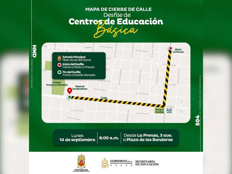 Mapa oficial compartido por la municipalidad de San Pedro Sula.