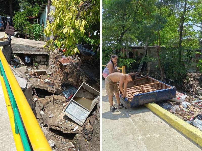 Barrio Cabañas fue uno de los sectores más golpeados por las lluvias, con casas y negocios anegados. La acumulación de agua superó el metro de altura en algunas zonas, provocando severos daños materiales.
