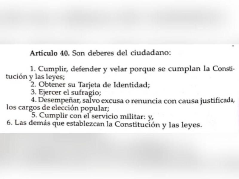 Captura de pantalla al artículo 40 de la Constitución de la República.