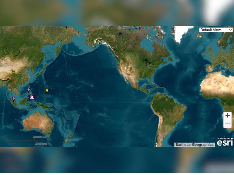 Fotografía tomada de la página de la Oficina Nacional de Administración Oceánica y Atmosférica (NOAA) de un mapa que muestra el terremoto de magnitud 7,8.