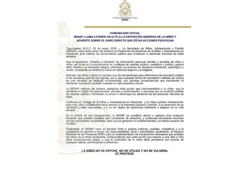 Comunicado oficial de la Senaf.
