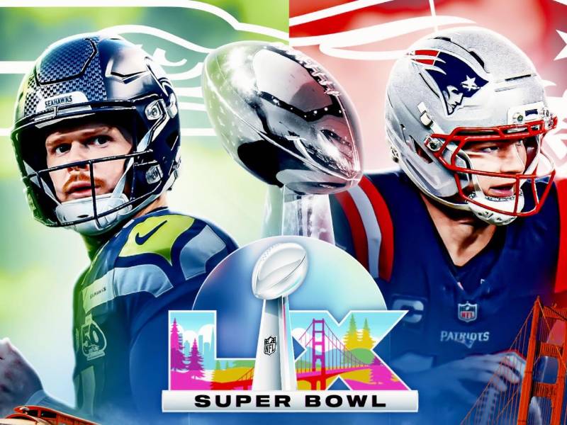 Duelo. Drake Maye, quarterback de los Patriots de New England estará cara a cara con Sam Darnold de Seattle.