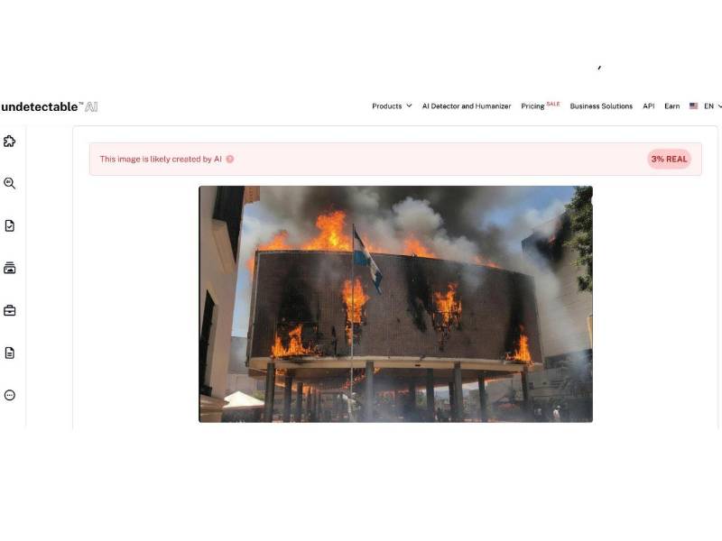 Captura de pantalla a los resultados de Undetectable IA sobre el análisis de la imagen.