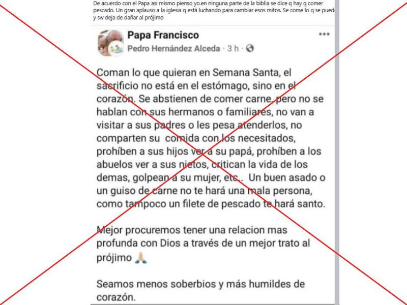Captura de pantalla a una publicación de Facebook hecha el 20 de abril de 2025.