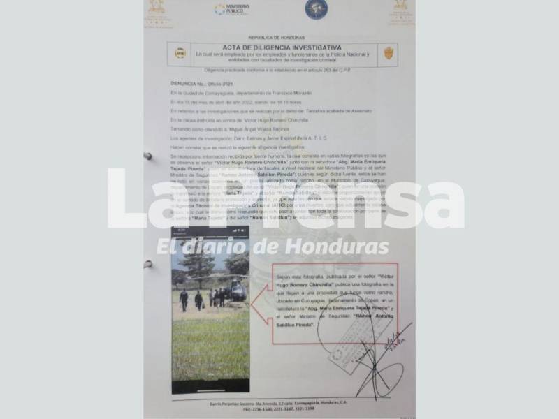 Según el acta de investigación, las reuniones entre Víctor Hugo Romero, María Tejada y Ramón Sabillón ocurrieron mientras el excongresista era investigado.