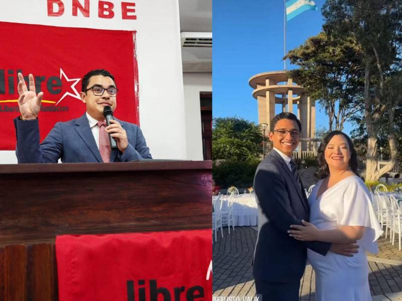 Fotografía del vicecanciller hondureño Gerardo Torres Zelaya, al par boda de Fausto Cálix junto a sus esposa María Elisa Casanova.