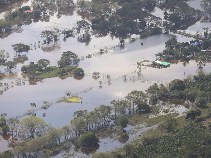 Fotografía que muestra zona afectada por inundaciones en zona rural del sur del departamento de Córdoba.