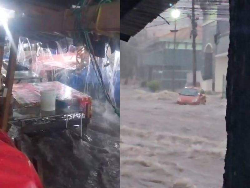Una intensa tormenta registrada la tarde de este viernes dejó inundaciones, calles colapsadas y severos congestionamientos vehiculares en distintos puntos de San Pedro Sula.