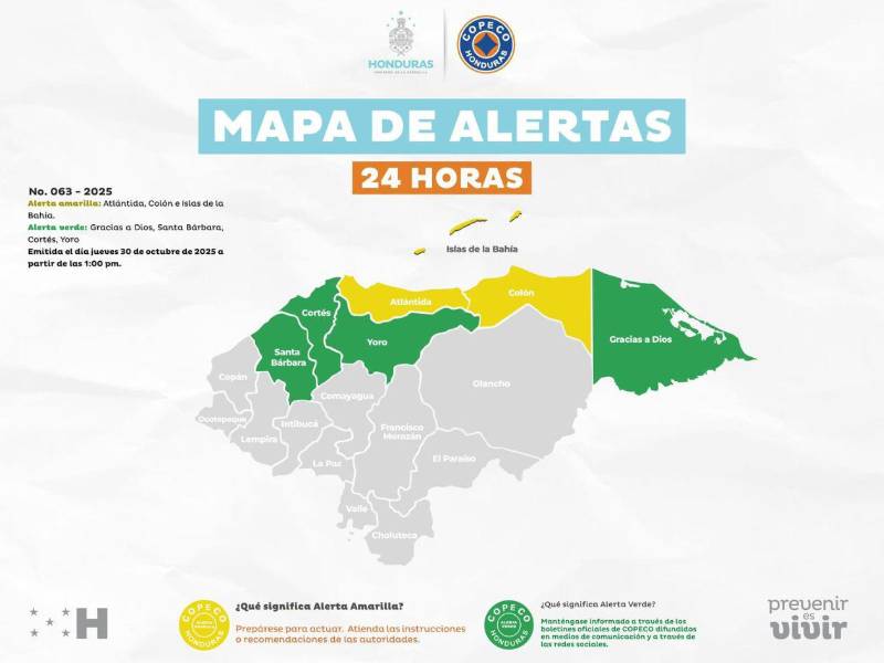 Siete departamentos están bajo alerta.