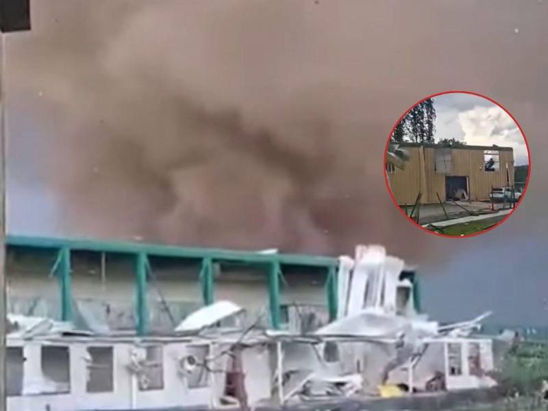 Imagenes del momento en que el tornado destruía el colegio.