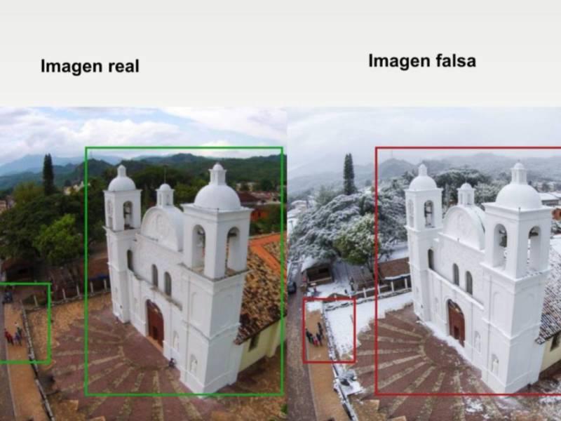 Captura de pantalla a la comparativa entre la imagen real y falsa.