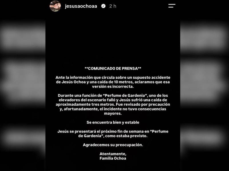 Comunicado de la hija de Jesús Ochoa.