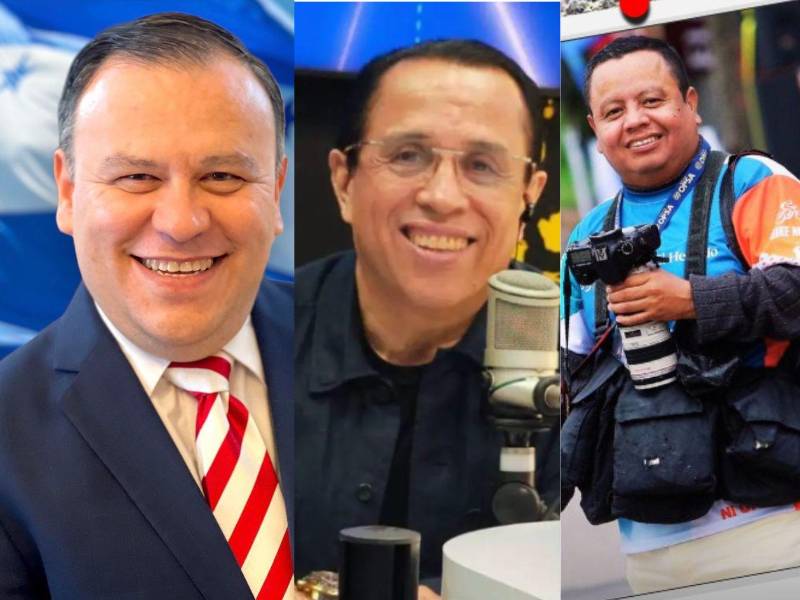 Fotografías de Darío Banegas, caricaturista de LA PRENSA; Dagoberto Rodríguez, exjefe de Redacción en LA PRENSA y ex editor en El Heraldo, y el fotógrafo Alex Pérez de LA PRENSA/EL HERALDO.