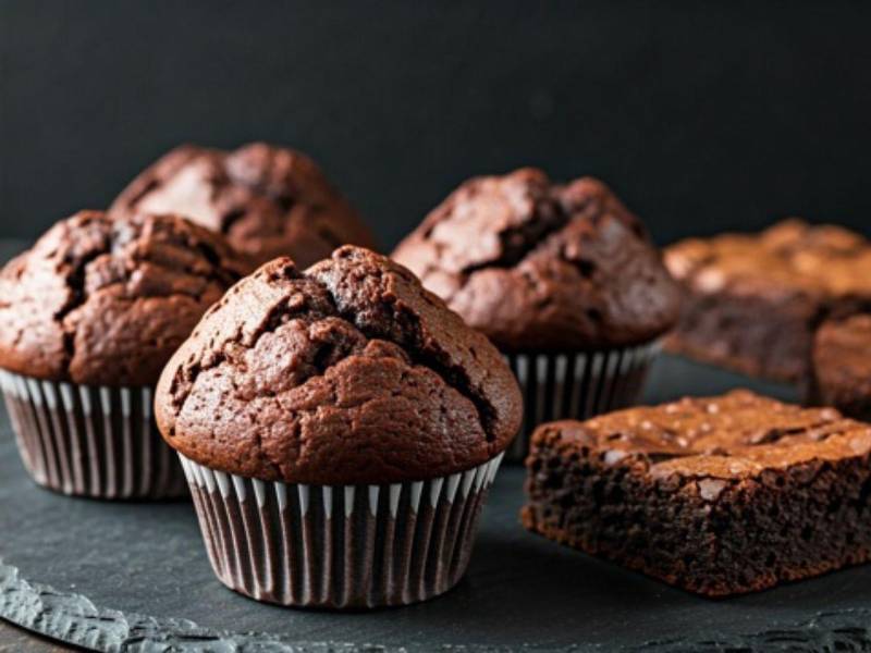 Magdalenas con salsa de chocolate