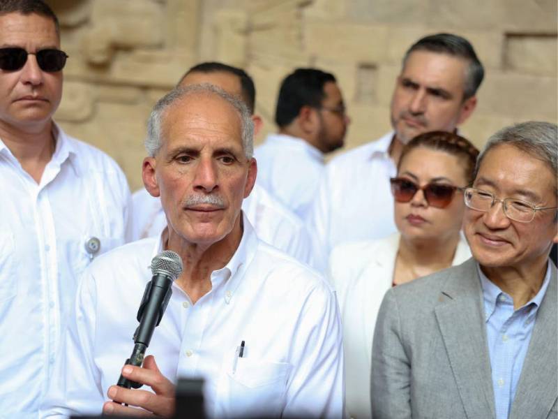 El presidente Nasry Asfura, durante los actos conmemorativos por los 1,600 años de la llegada de la dinastía Maya fundadora de Copán.