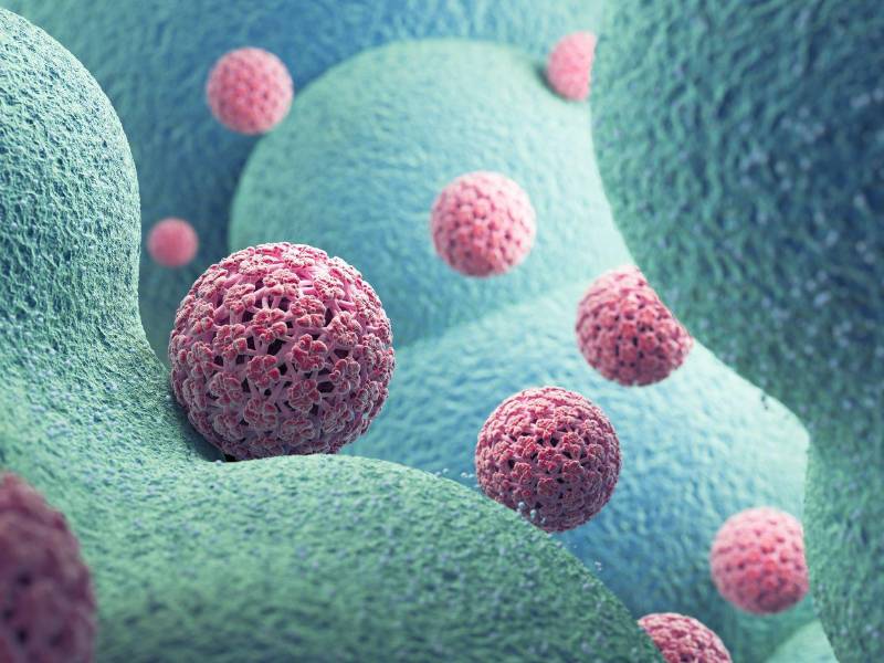 Infección por el virus del papiloma humano, ilustración 3d de fondo del virus del VPH.