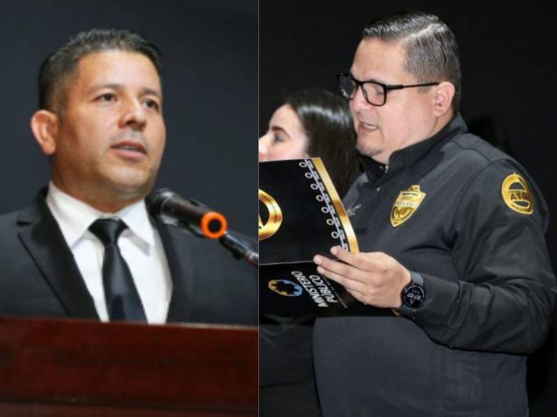 Comisario de policía Arnold Yadir Cantarero Argueta y el nuevo director de la ATIC, Allan Reyes.