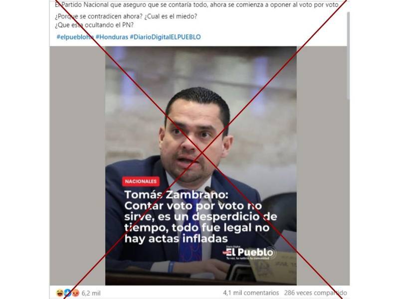 Captura de pantalla a una publicación de Facebook hecha el 16 de diciembre del 2025.