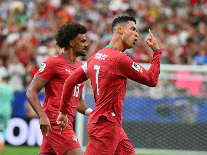Cristiano Ronaldo celebrando su primer gol en el Mundial 2026.
