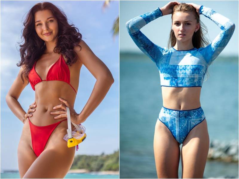 Las bragas de tiro alto, estilo noventero, en bikinis son la tendencia del año, así mismo los conjuntos de braguita a la cintura con tops manga larga.
