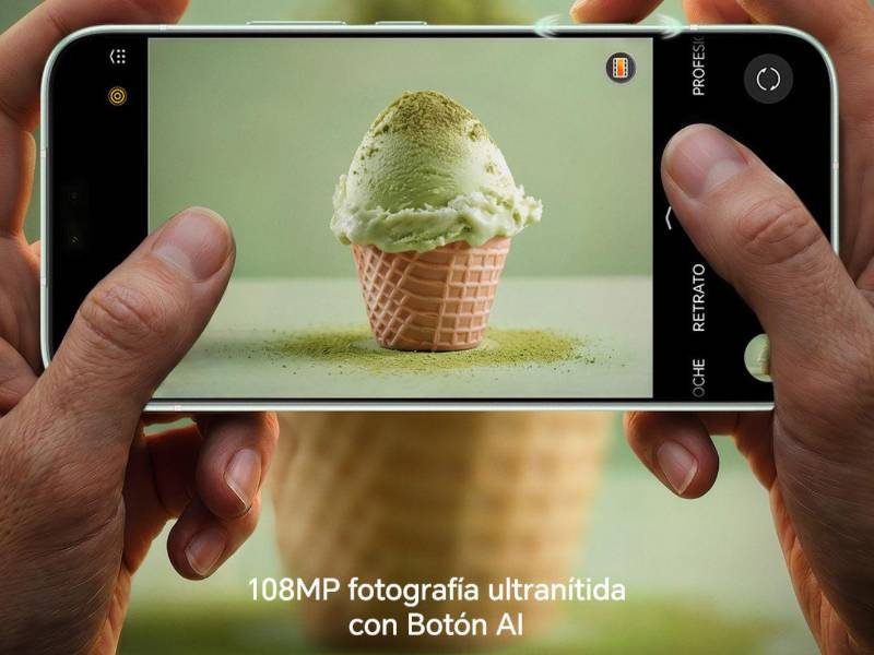 El HONOR 600e combina su cámara principal de 108 MP con herramientas de inteligencia artificial para facilitar la captura y edición de fotografías desde el teléfono.