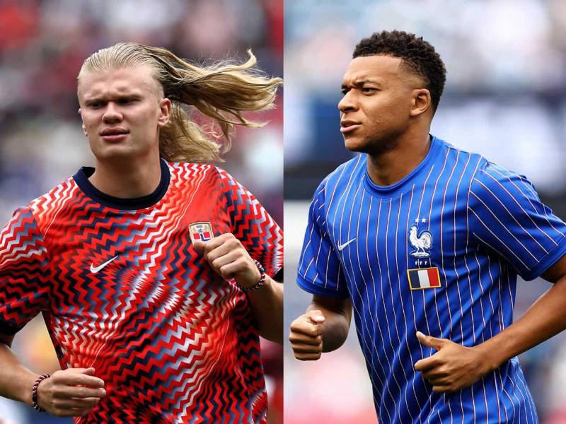Erling Haaland es suplente con Noruega y Kylian Mbappé va de titular con Francia.