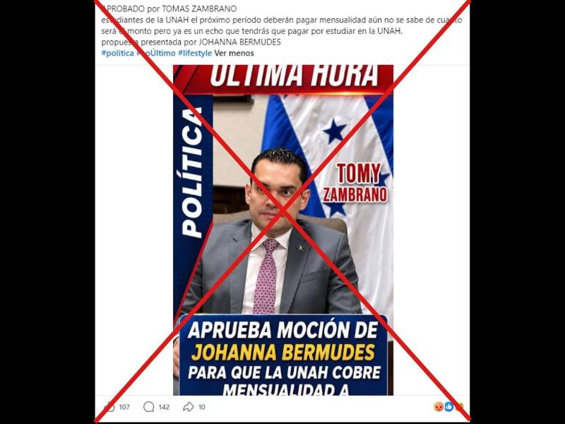 Captura de pantalla a una publicación de Facebook hecha el 8 de junio de 2026.