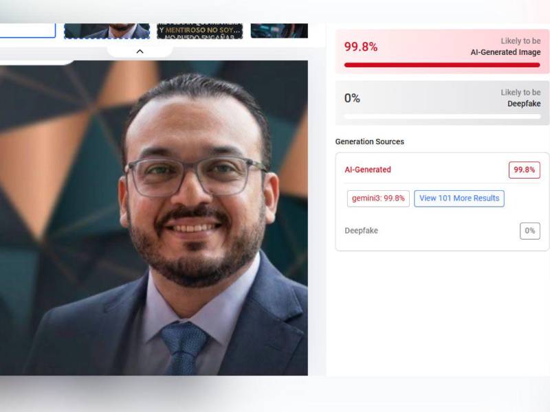 Captura de pantalla a los resultados de Hive Moderation sobre el análisis de la imagen hecha el 14 de agosto de 2026.