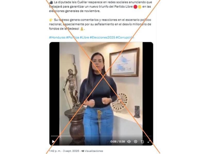 Captura de pantalla a una publicación de X hecha el 3 de septiembre de 2025.