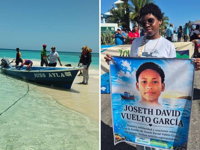 Efectivos del Batallón de Infantería Marina y pescadores de Corozal recorren la costa atlántica en busca de Joseth David Vuelto García, de 16 años, desaparecido tras el naufragio de la embarcación en la que faenaba. La pequeña embarcación se halló en Cayos Cochinos.