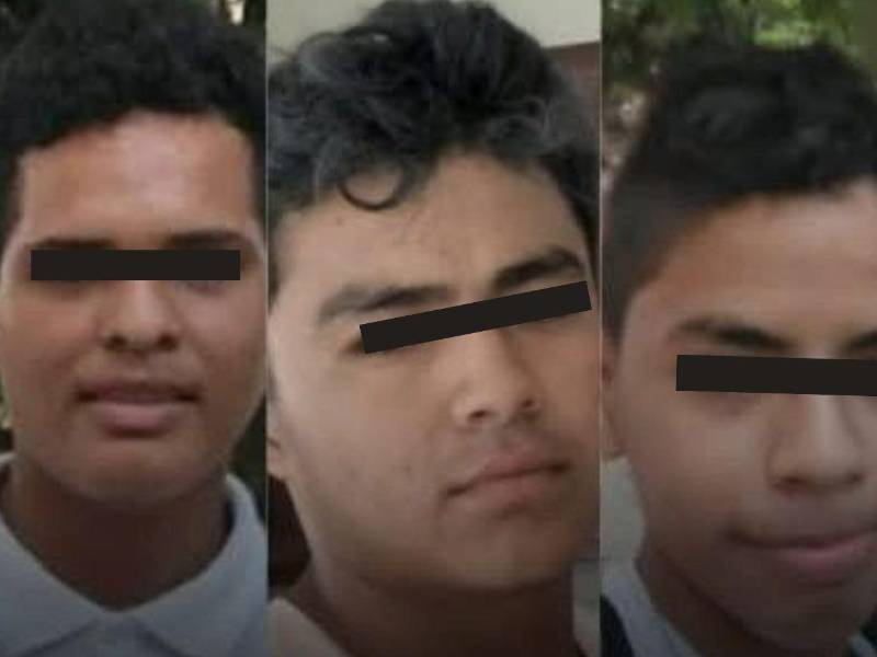 De izquierda a derecha: Brayan Pineda, Luis Cardona (asesinados) y Adonys Mejía (herido).