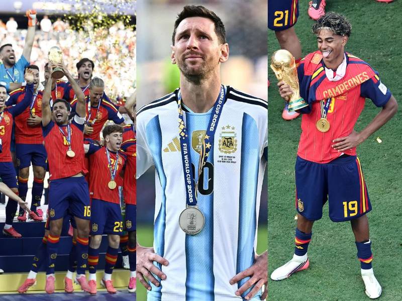 Las imágenes de los festejos de España como campeón del Mundial 2026 y las lágrimas de Lionel Messi por perder el título de la Copa del Mundo. Lamine Yamal se roba el show.