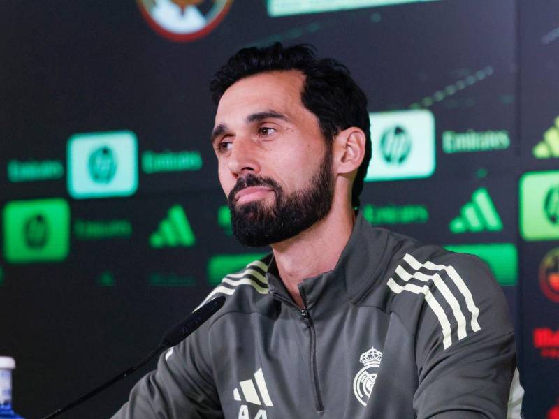 Arbeloa en su primera conferencia como nuevo entrenador del Real Madrid.