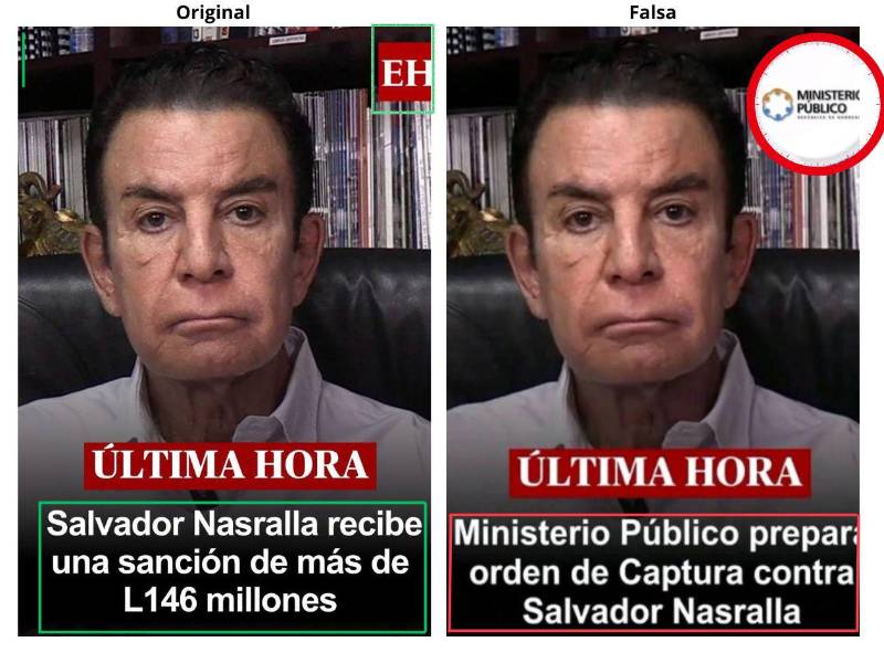 Inconsistencias detectadas por LA PRENSA VERIFICA durante un analisis visual entre el contenido falso y uno veridico