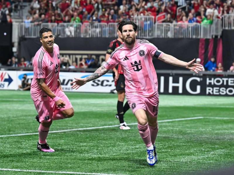 Leo Messi celebrando su gol contra el Atlanta United.