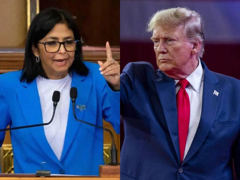 Delcy Rodríguez, vicepresidenta de Venezuela y Donald Trump, presidente de EEUU.