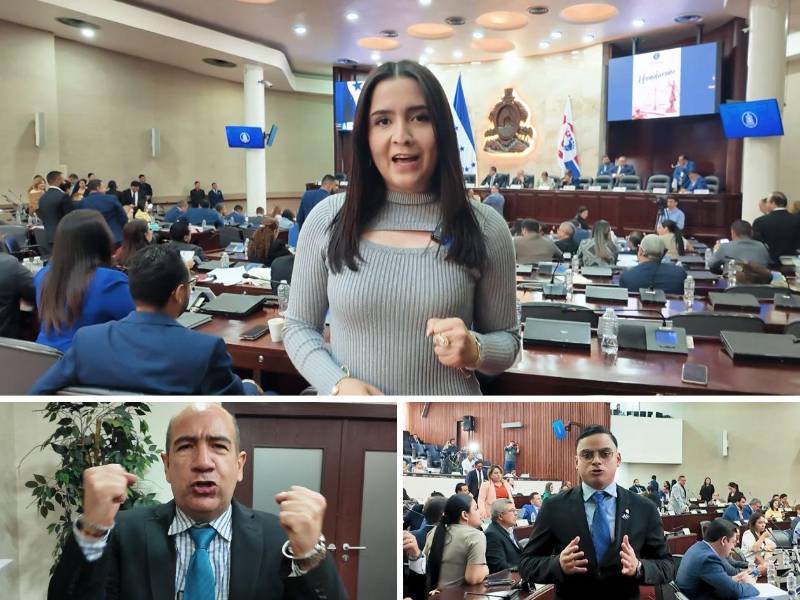 Los diputados Lucy Guerrero, Godofredo Fajardo y <b>Sebastián Romero también formaron parte del saludo a los trabajadores hondureños.</b>