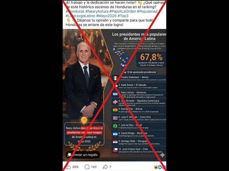 Captura de pantalla a una publicación de Facebook hecha el 13 de mayo de 2026
