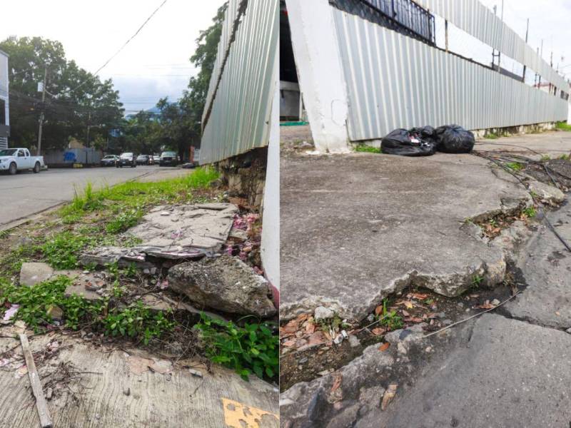 En la 8 calle y 6 avenida, noreste de San Pedro Sula, acercas expuestas a caídas pueden provocar accidentes ante la falta de mantenimiento de las infraestructuras.