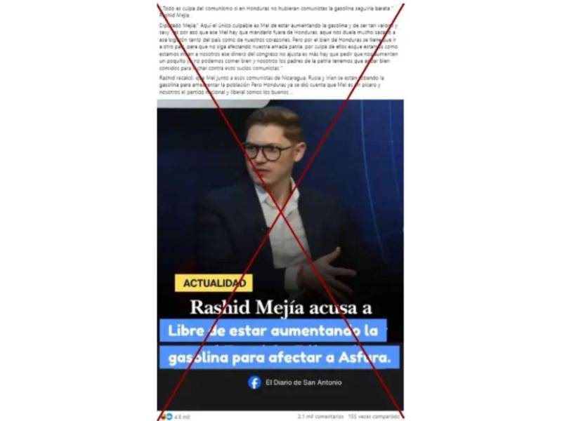 Captura de pantalla a una publicación de Facebook hecha el 17 de marzo de 2026.