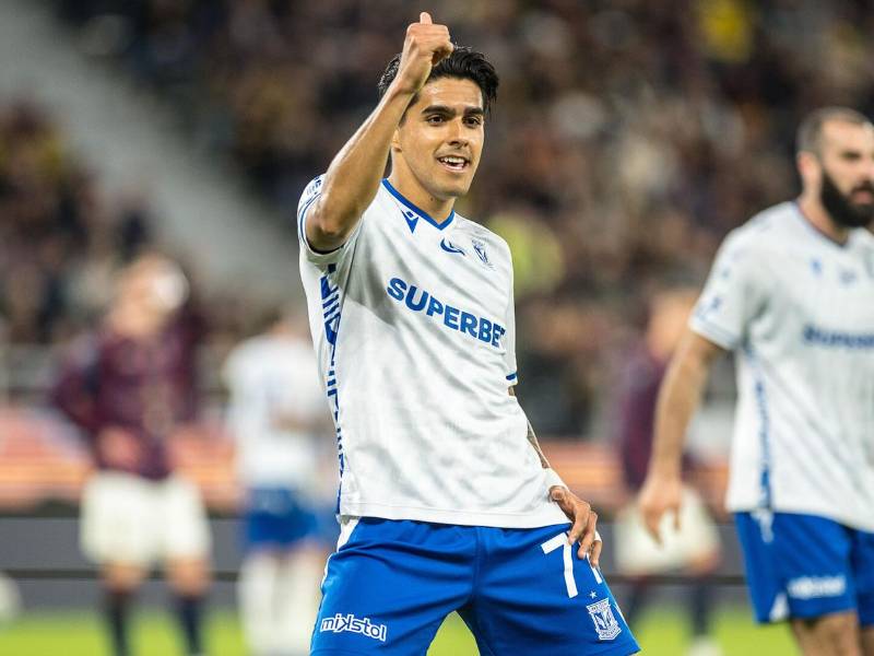 El bailecito de Luis Palma tras su gol contra el Pogoń Szczecin.