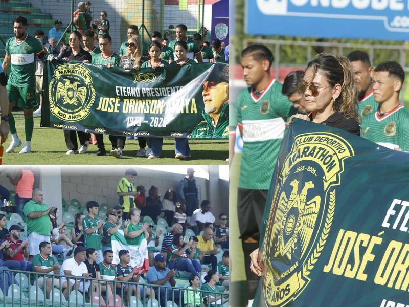 Las imágenes de los homenajes que han brindado al fallecido presidente de Marathón, Orinson Amaya, en la previa del partido de los verdes contra el Olancho FC en el estadio Yankel Rosenthal.