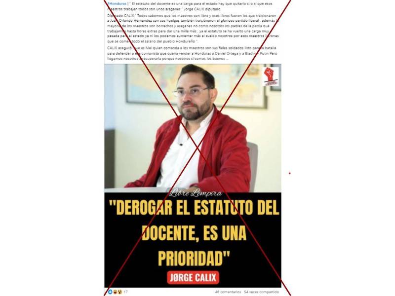 Captura de pantalla a una publicación de Facebook hecha el 27 de enero de 2026.