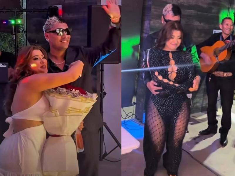 Milagro Flores no pudo ocultar su gran felicidad a ver a Supremo en su fiesta de cumpleaños.