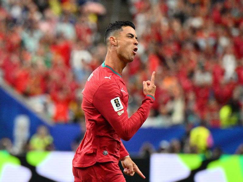 Cristiano Ronaldo celebrando su primer gol del Mundial 2026.