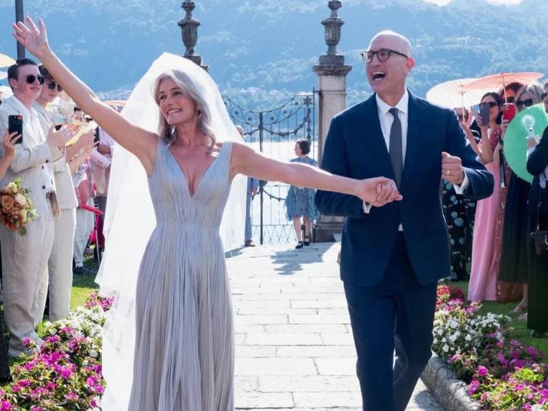 La modelo Paulina Porizkova y el guionista Jeff Greenstein en el día de su boda.