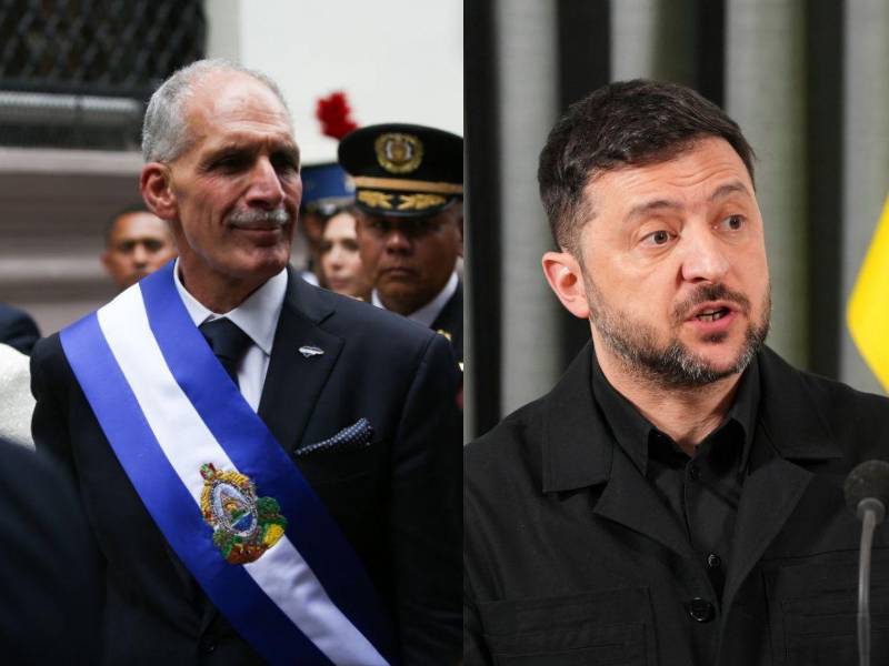 Composición fotográfica que muestra a Nasry Asfura (izquierda), presidente de Honduras, y Volodímir Zelenski (derecha), mandatario ucraniano.